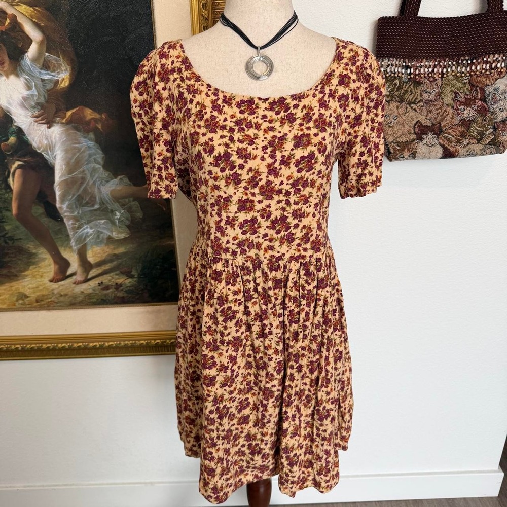 Vintage Autumn Floral Whimsi Babydoll Dress